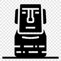 Easter Island, statues, Polynesian, art icon svg