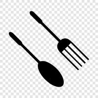 eating, food, utensils, fork and spoon icon svg