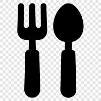 eating, utensils, kitchen, fork and spoon icon svg