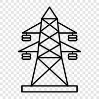 электропровода, электростанция, трансформатор, электросети Значок svg