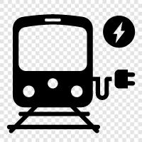 Elektrische Eisenbahn, Elektrische Züge, Elektrische Eisenbahnautos, Elektrische Straßenbahn symbol