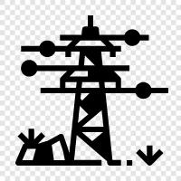 Elektrischer Pol, Strommast, Übertragungsmast, elektrische Leitung symbol