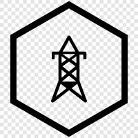 elektrischer Turm, Stromturm, elektrischer Stromturm, Kraftwerk symbol