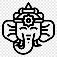 elephant, trident, consort, wisdom icon svg