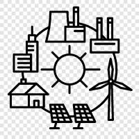 Energy Efficiency, energy storage, renewable energy, energy efficiency programs icon svg