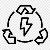 Energierückgewinnung, Energierückgewinnungsanlagen, Energierückgewinnungsprozess, Energierückgewinnungssysteme symbol