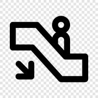 Escalator, Down, Moving, Stairs icon svg