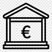 Euro bank, Euro banknotes, Euro banknotes currency, Bank Euro icon svg