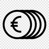 euro coins, euro currency, euro banknotes, euro coins value icon svg