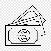 euro, paper, currency, banknotes icon svg