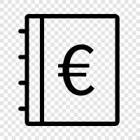 europäisch, euro, bücher, literatur symbol