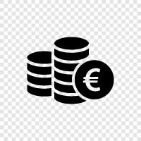 Euros, Currency, Coins, Banknotes icon svg