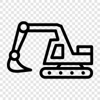 excavator, backhoe, bulldozer, earthmoving icon svg