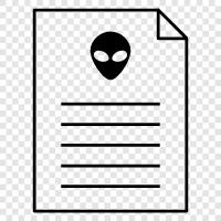 extraterrestrial, unidentified flying object, UFO, extraterrestrial document icon svg