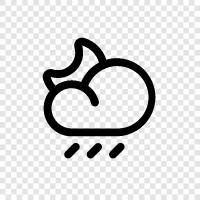 falling rain, puddles, wet ground, Night Rain icon svg