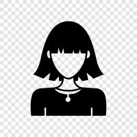 Female Hair, Women with Short Hair, Women with Medium Hair, Women with icon svg