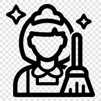 female janitor, female cleaner salary, female cleaner benefits, female cleaner requirements icon svg