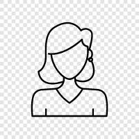 Female Short Hair, Woman with Short Hair, Short Hair Women, Short Hair Woman icon svg