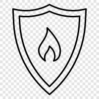 Feuerunterdrückung, Brandschutz, Brandunterdrückungssysteme, Brandbekämpfung symbol