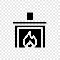 Feuer, Kamin, Ziegel, Haus symbol