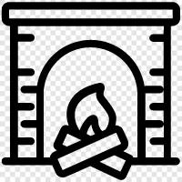 fireplace accessories, fireplace mantel, fireplace logs, fireplace screens icon svg