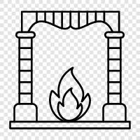 fireplace design, fireplace mantel, fireplace mantel design, fireplace materials icon svg