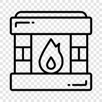 fireplace mantel, fireplace decor, fireplace tools, fireplace insert icon svg