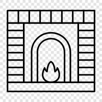 Fireplace, burning fireplace, fireplace burning, fireplace accessories icon svg