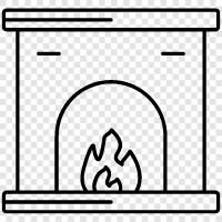 fireplaces, wood burning fireplace, mantel, brick icon svg