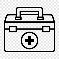 first aid kit, first aid supplies, first, first aid box icon svg