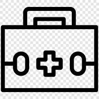 first aid supplies, medical supplies, trauma kit, medical emergency kit icon svg