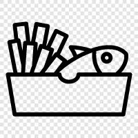 Fisch und Chips Shop, Fisch und Chip Restaurant, Fisch und Chip Takeaway, Fisch und Chips symbol