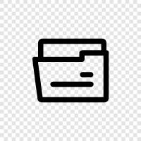 Folder creation, Folder options, Folder location, Folder size icon svg