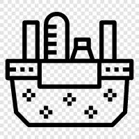 food, picnic basket, food items, picnic supplies icon svg