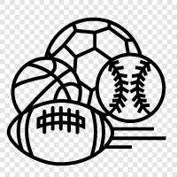 Footballs, Soccer Balls, Baseballs, Cricket Balls icon svg