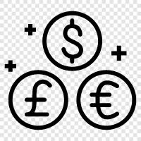 foreign currency, euro, pound sterling, yen icon svg