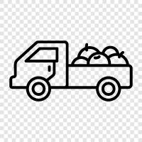 fruit, truck, fruit delivery, fruit delivery service icon svg