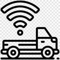 futuristische LKW, autonome LKW, selbstfahrende LKW, HightechLKW symbol