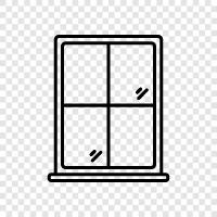 glass, window panes, window treatments, window coverings icon svg