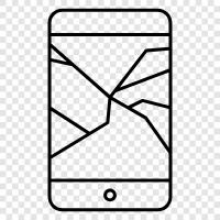 glass screen, phone screen, phone display, cracked phone icon svg