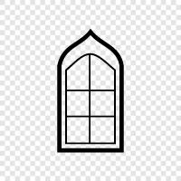 glass, window treatment, curtains, blinds icon svg