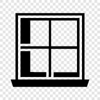 Glass Window, Window Treatment, Curtains, Blinds icon svg