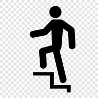 going upstairs, going up the stairs, ascending the stairs, going up icon svg