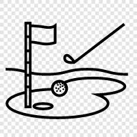 golf course, golfers, golf balls, golf clubs icon svg