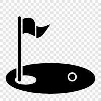 Golfer, Golfschläger, Golfplatz, Golfbälle symbol