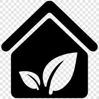 grünes Haus, nachhaltiges Haus, sauberes Haus, energieeffizientes Haus symbol