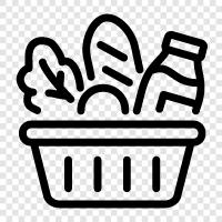 grocery basket, food storage, kitchen storage, pantry storage icon svg