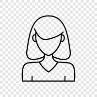 hair, girl, black hair, brown hair icon svg