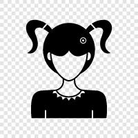 Hair Ideas, Hairstyles for Girls, How to make pigtails, Pigtails Hair icon svg