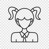 Hairstyles for Pigtail Girls, Pigtail Girls Hairstyles, Pigtail Girl icon svg